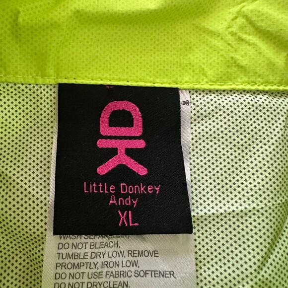 LITTLE DONKEY ANDY Womens Jacket XL Neon Yellow Windbreaker Run Cycle Packable - Picture 4 of 8